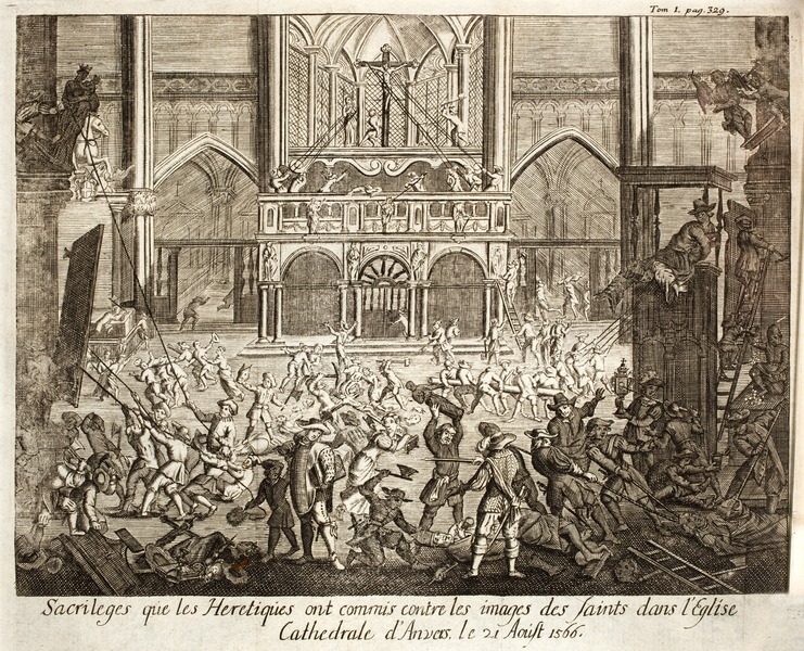 « Sacrileges que les Heretiques ont commis contre les images des Saints dans l’Eglise Cathedrale d’Anvers le 21 Aoust 1566 », Histoire de la guerre des Païs-Bas, du Révérend Père Famien Strada (1572-1649)