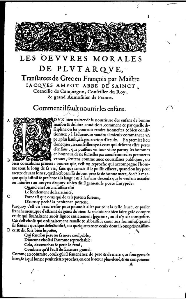 Plutarque, traduit par Jacques Amyot