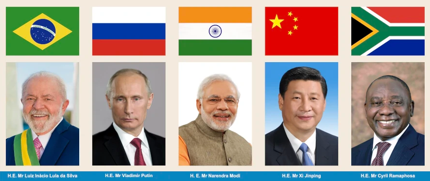Les dirigeants des pays des BRICS dans sa version 2023