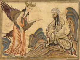 Mahomet recevant le Coran de Gabriel vu par l’oeuvre persane Histoire du Monde, 1307