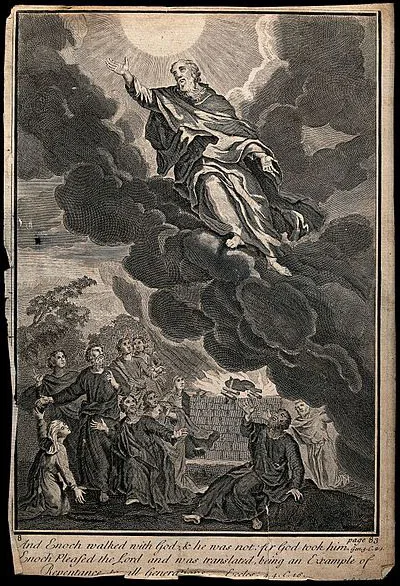 Hénoch emporté par Dieu, par le peintre néerlandais Gerard Hoet (1648-1733)