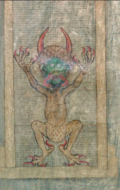 Enluminure du Codex Gigas avec le diable, 13e siècle, Bohême