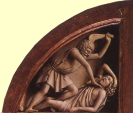 Caïn et Abel comme élément du retable L’Agneau de Dieu, 15e siècle