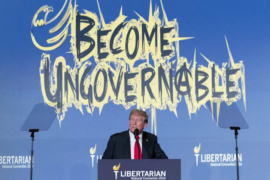 Donald Trump, candidat républicain à la présidentielle américaine, lors de la Convention nationale libertarienne au Washington Hilton, le 25 mai 2024