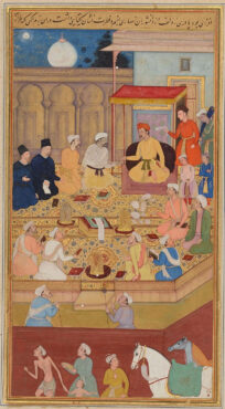 L’empereur moghol Akbar avec des jésuites et des représentants de différentes religions, fin du 17e siècle