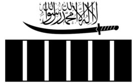 Le drapeau des fanatiques religieux de la Lashkar-e-Taiba
