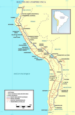 La red de rutas del Imperio Inca (Manco Capac, wikipedia)
